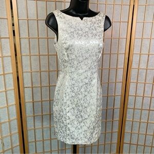 Vintage White Satin Brocade Shift Mini Dress Bridal Shower/ Bachelorette